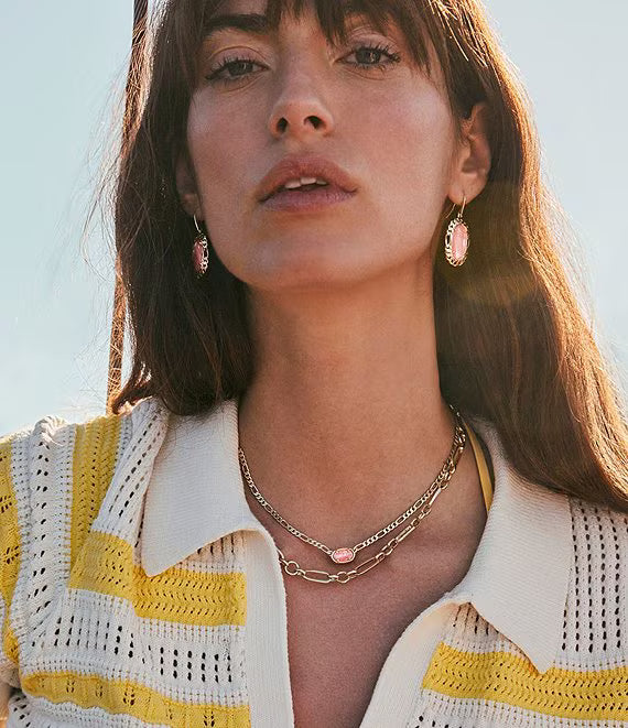Elisa Gold Figaro Chain Short Pendant Necklace