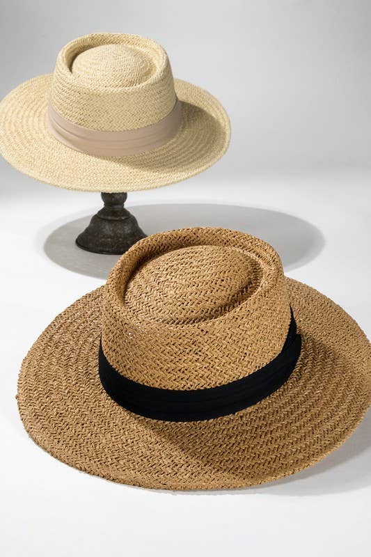Folded Trim Boater Hat