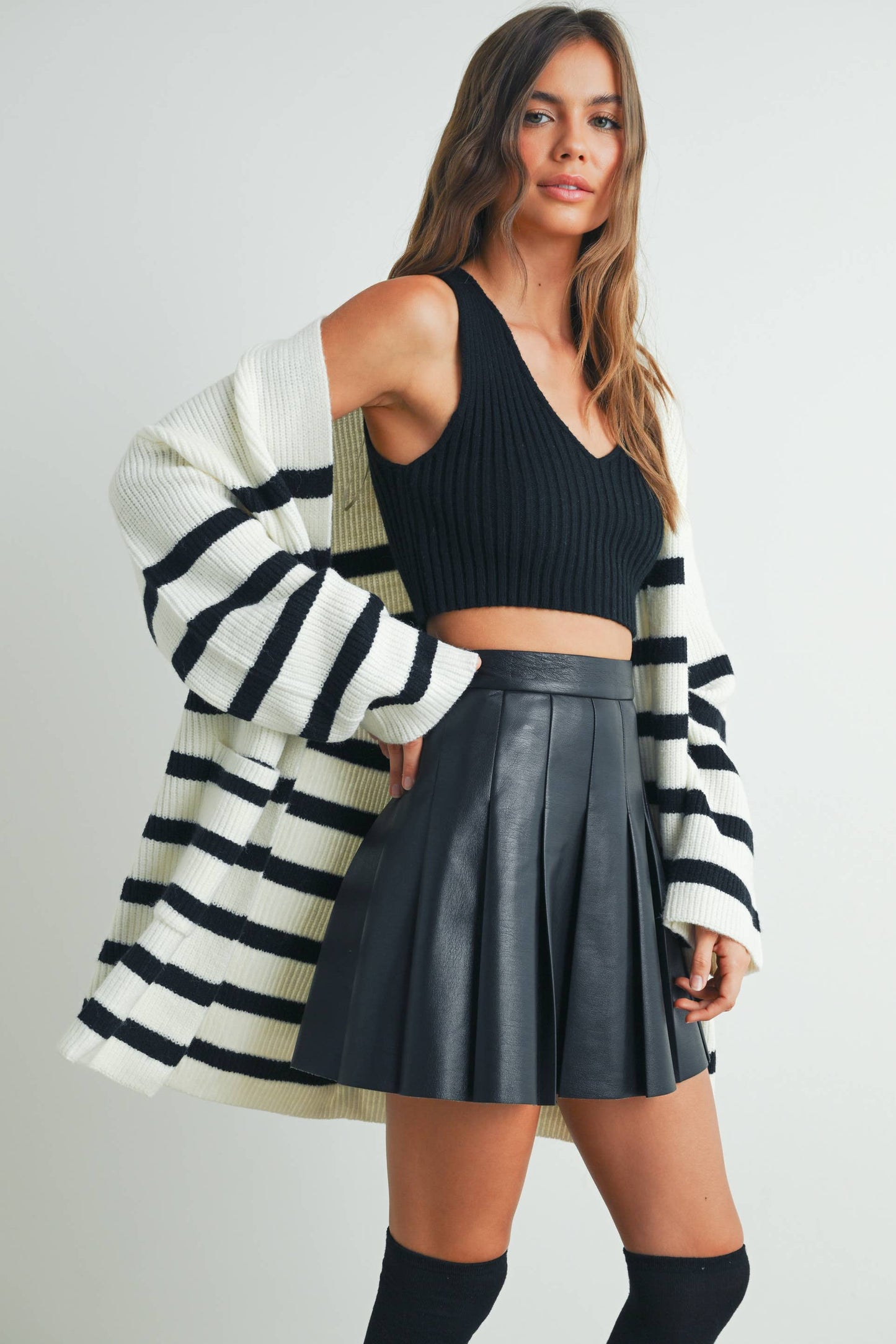 Knitted Stripe Maxi Cardigan