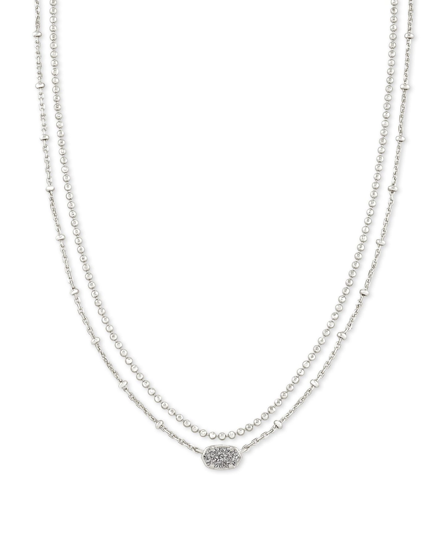 Emilie Multi Strand Necklace in Platinum Drusy