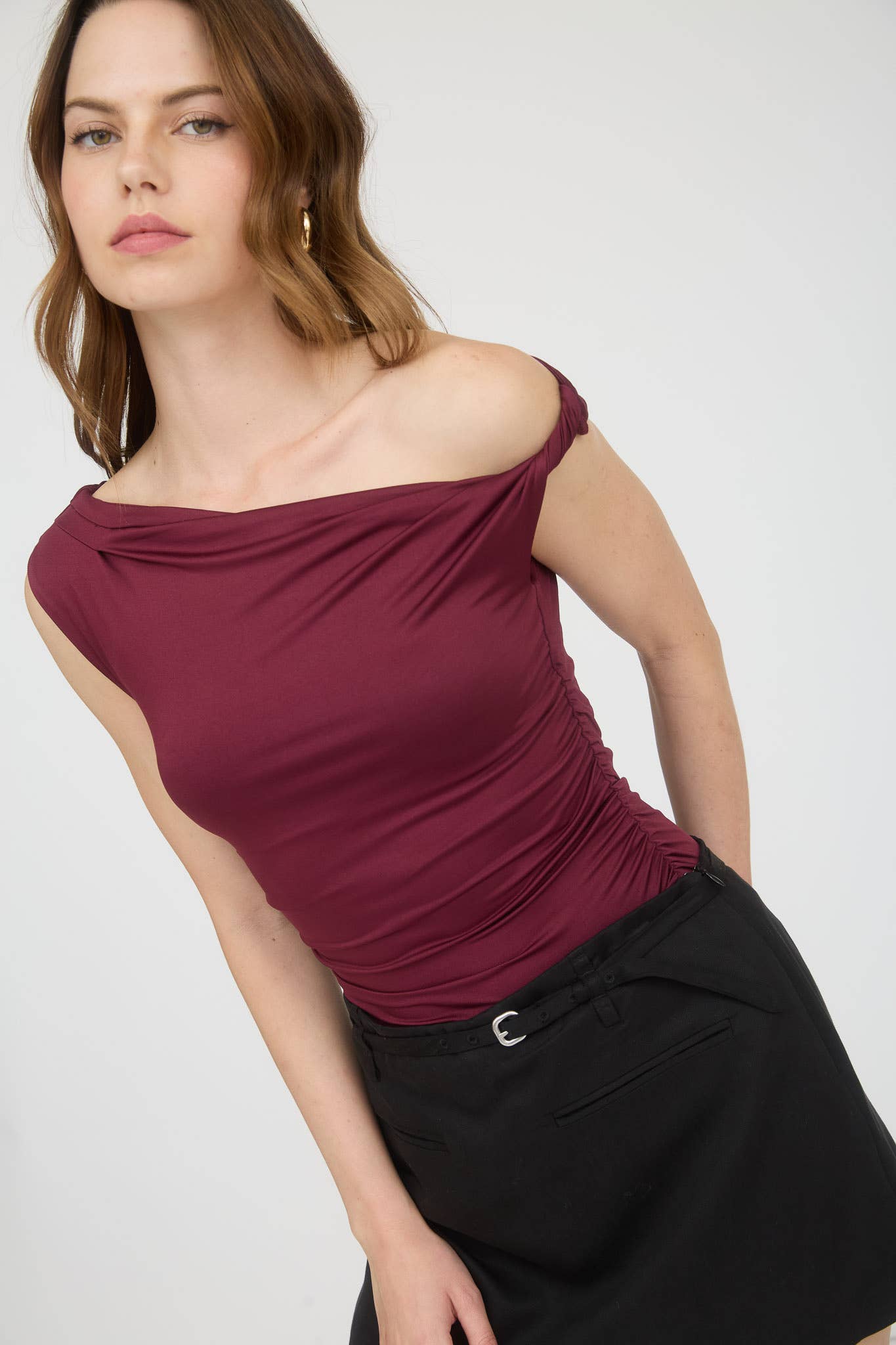 Off-the-Shoulder Twist Shoulder Knit Top
