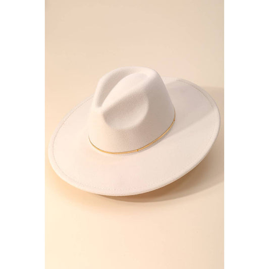 Flat Brim Herringbone Chain Fedora Fashion Hat