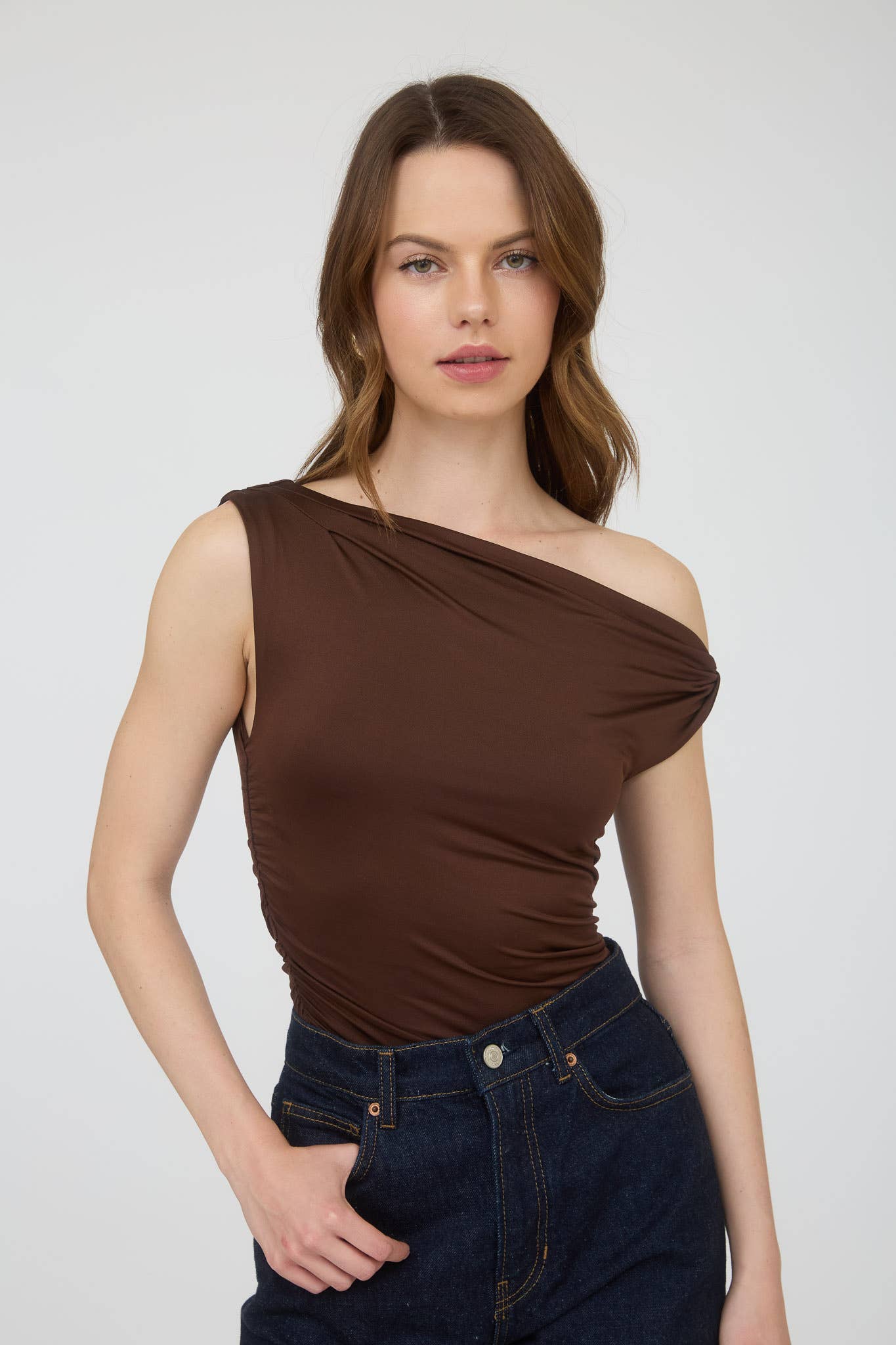 Off-the-Shoulder Twist Shoulder Knit Top