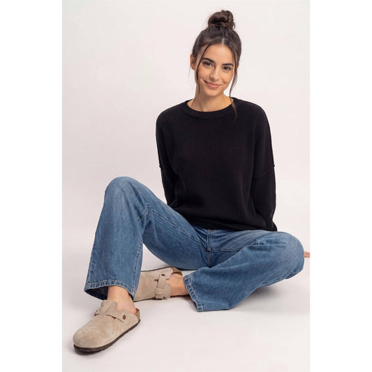 Relaxed Ribbed Reverse Seam Sweater