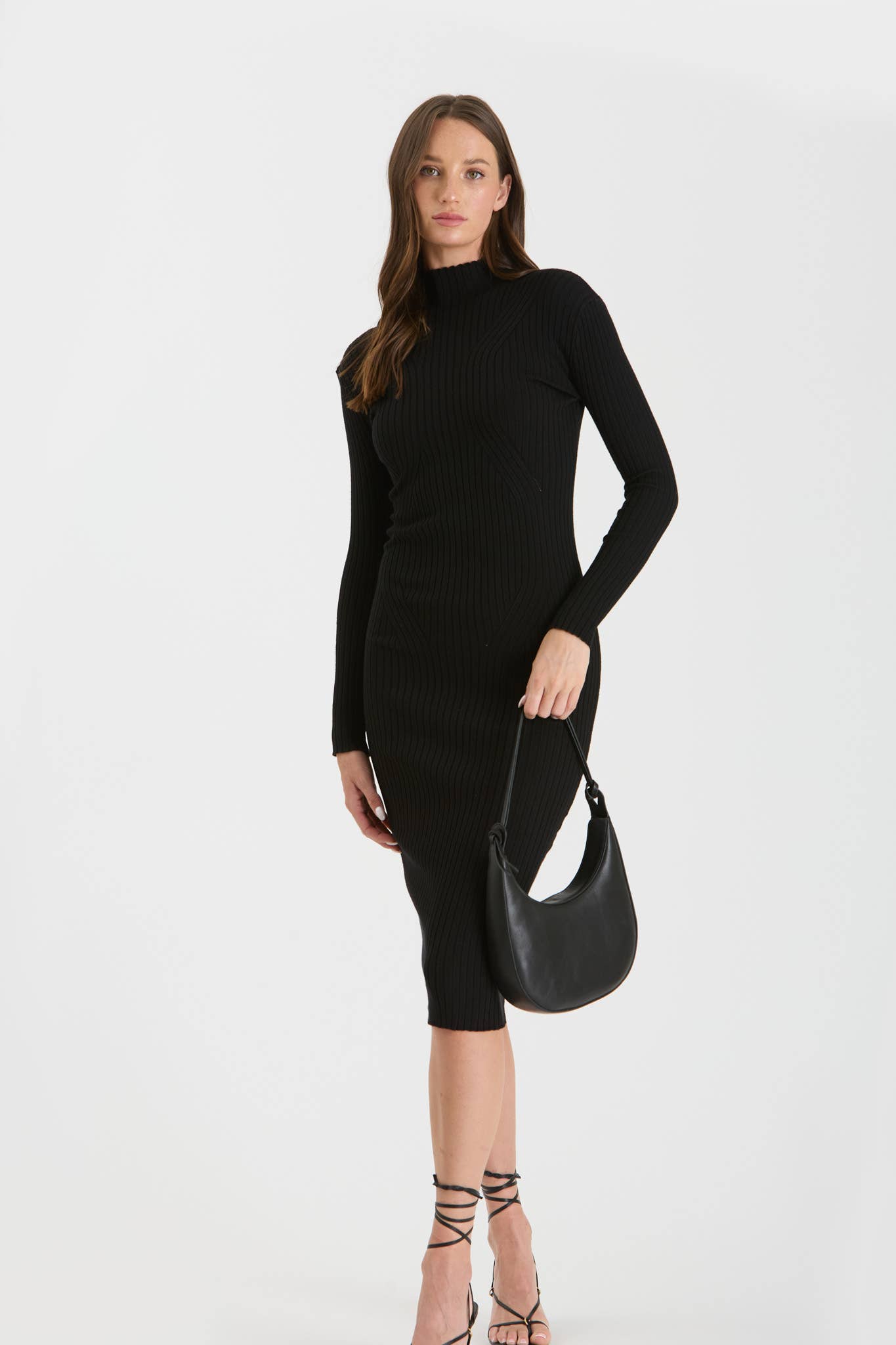 Mock Neck Long Sleeve Sweater Dress