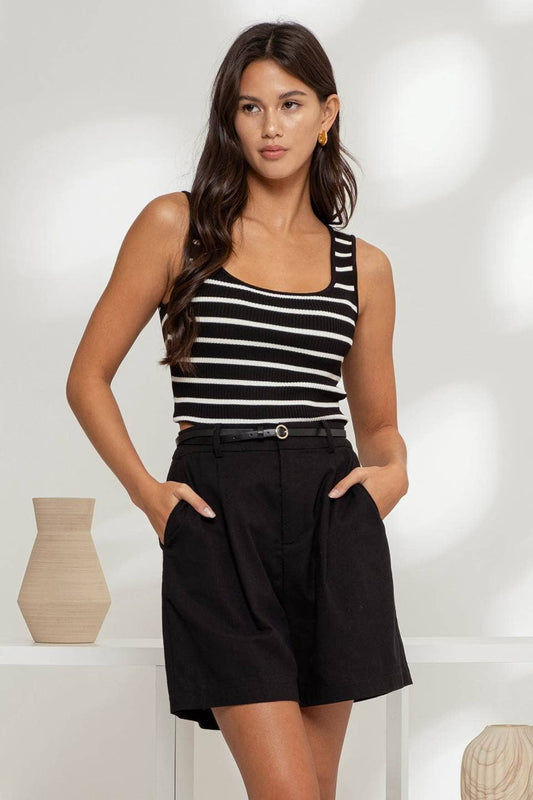 Stripe Sweater Knit Tank Top