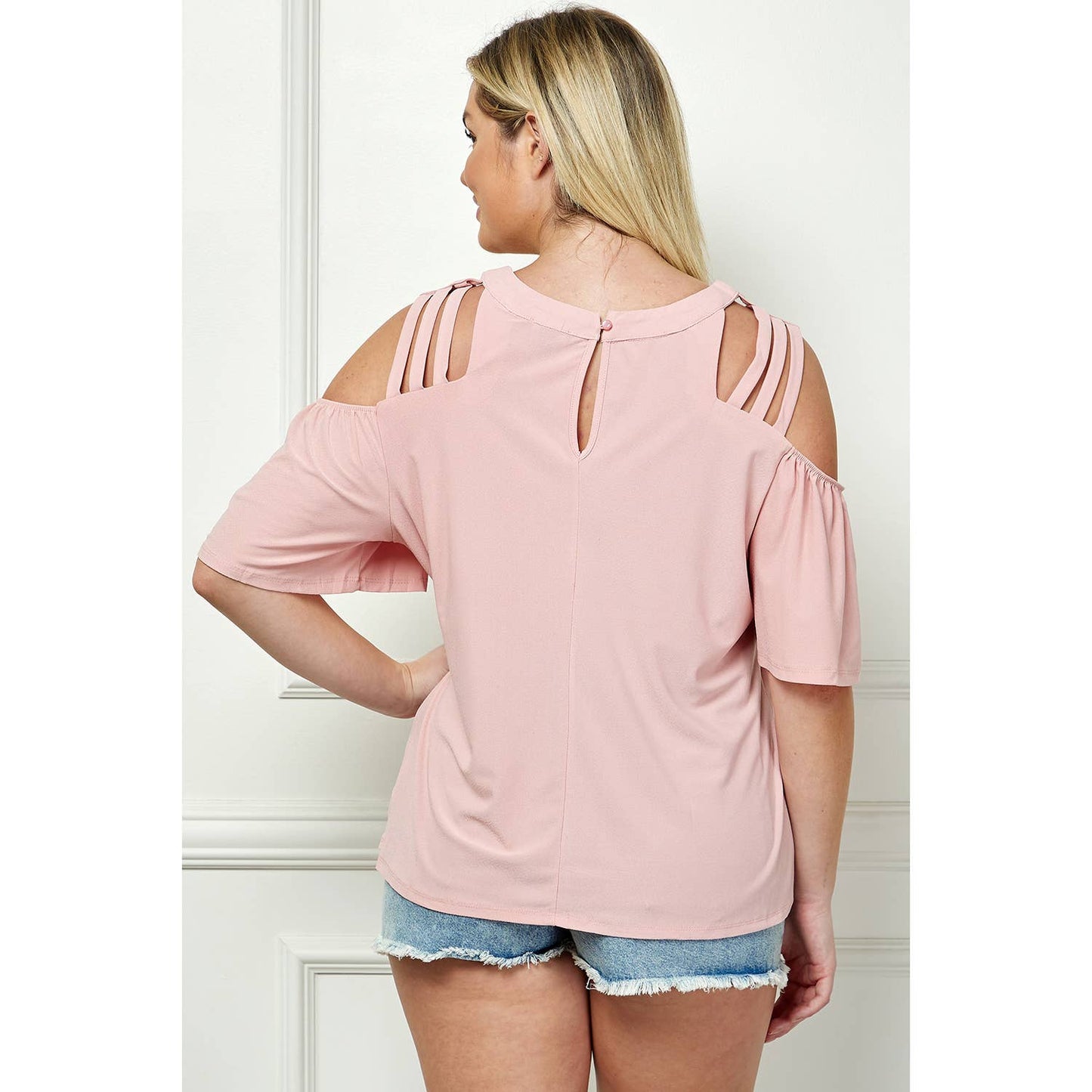 Plus Size Cage Cold Shoulder Top