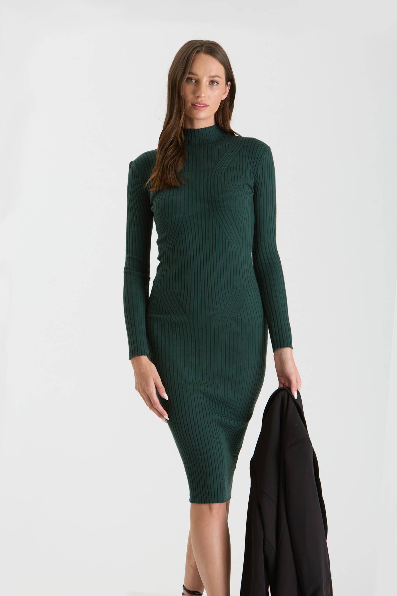 Mock Neck Long Sleeve Sweater Dress