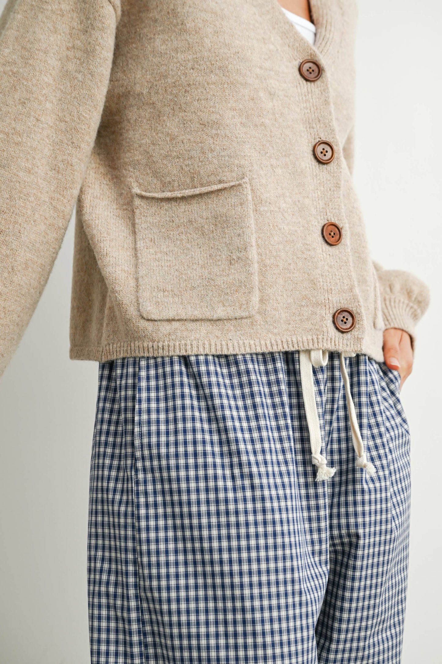 V-Neck Cuff Button-Up Long Sleeve Top