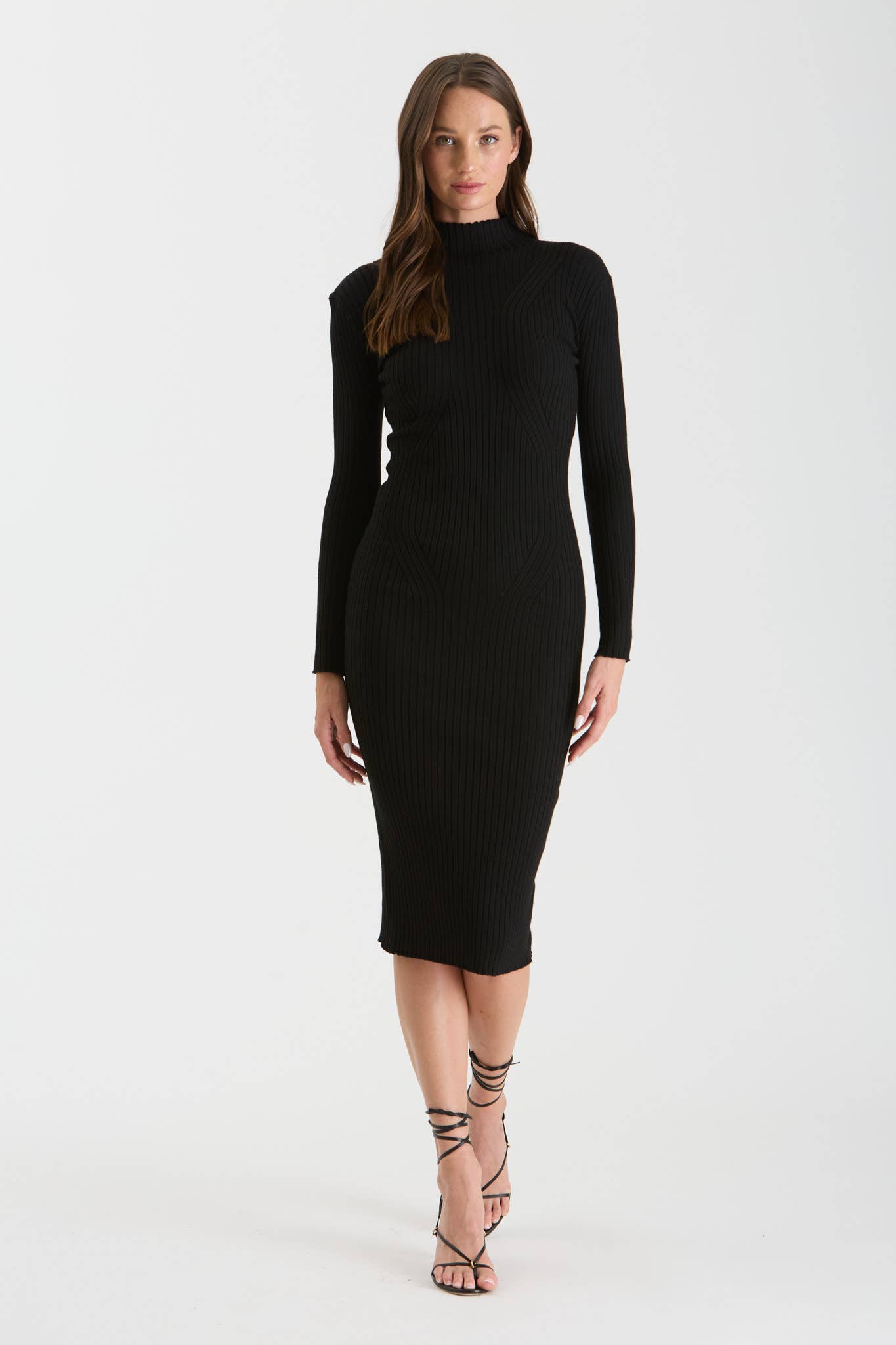 Mock Neck Long Sleeve Sweater Dress