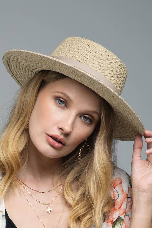 Folded Trim Boater Hat