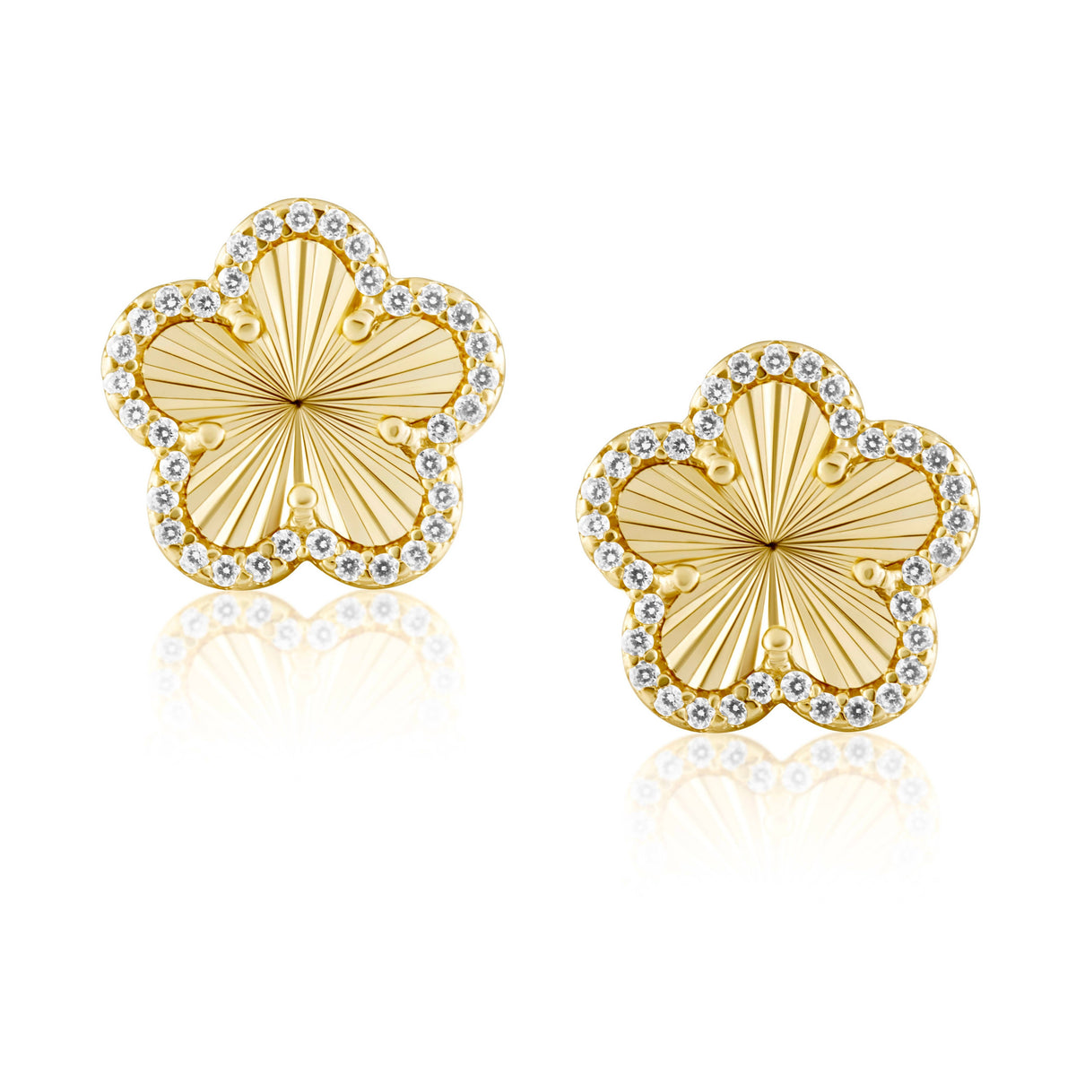 Adeline Pave Outline Clover Studs | Gold