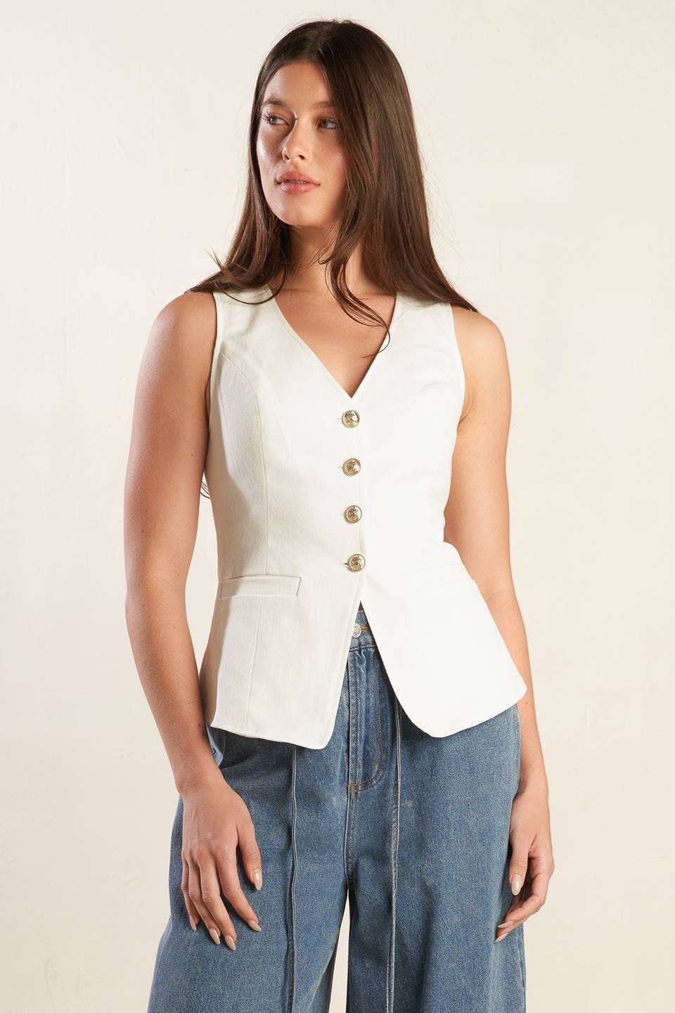 The Classic White Button-Down Vest