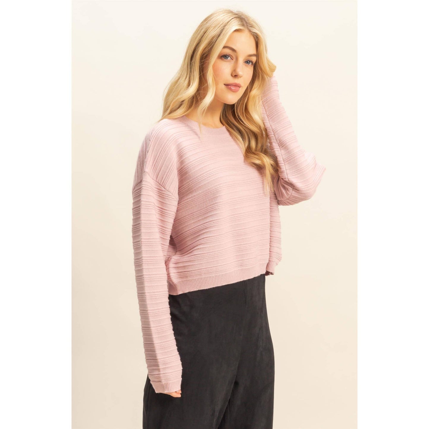 Essential Textured Crew Neck Sweater