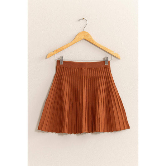 High Waist Knit Pleated Flare Skirt 50% OFF