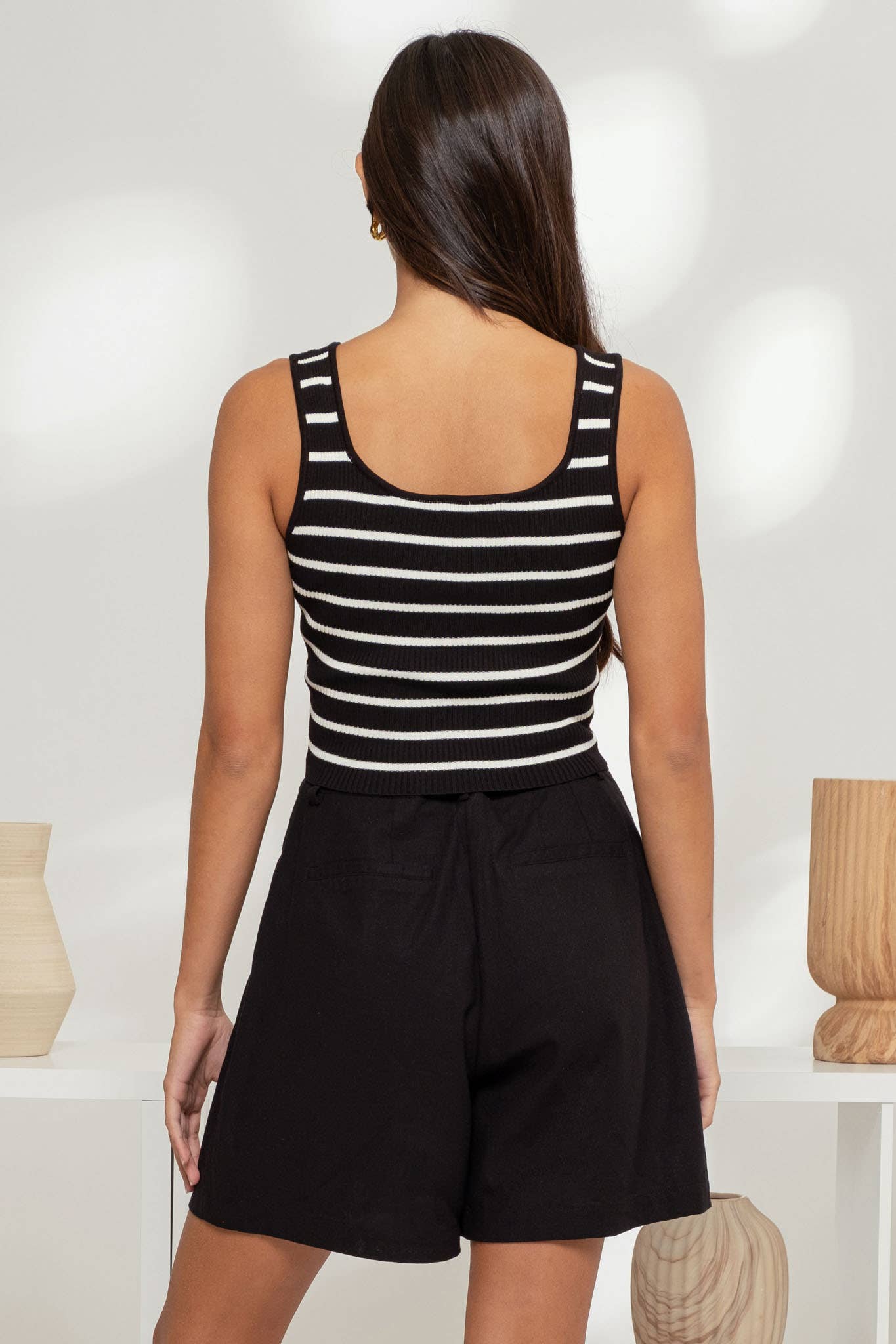 Stripe Sweater Knit Tank Top