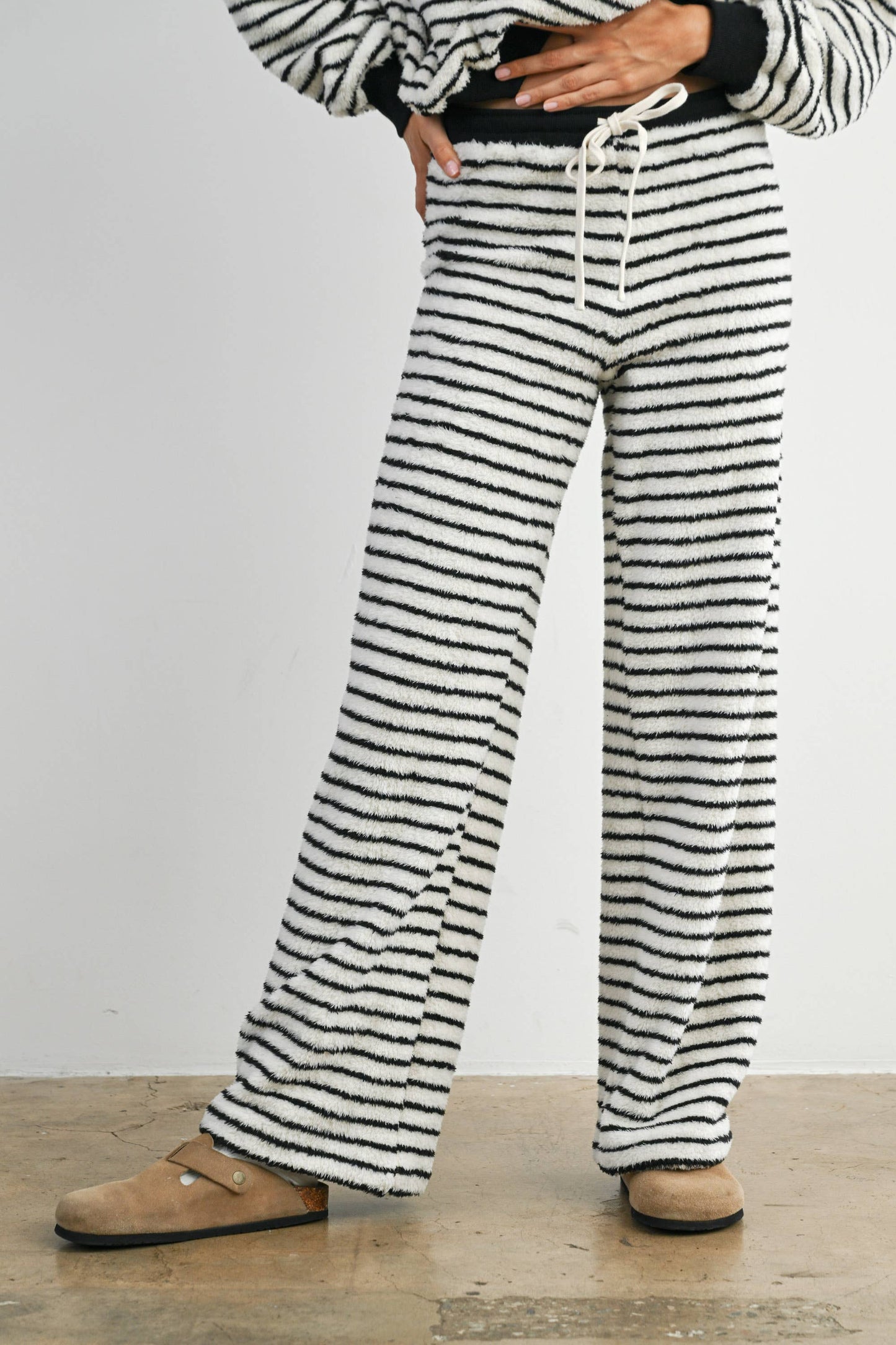 Striped Oversized Crewneck Long Sleeve Sweater and Pant Set