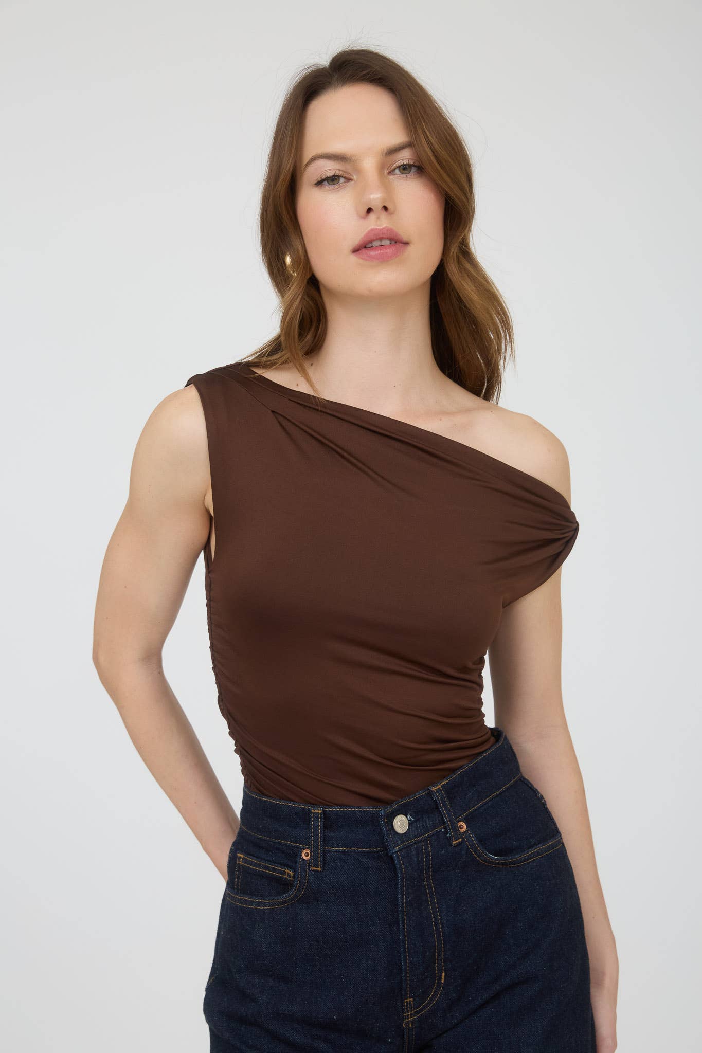 Off-the-Shoulder Twist Shoulder Knit Top