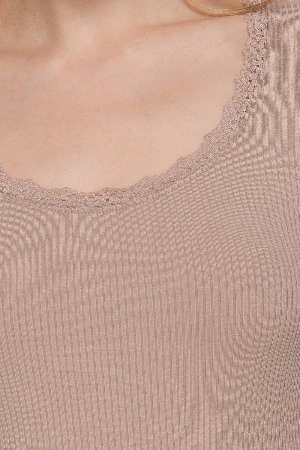 Long Sleeve Scoop Neck with Lace Trim