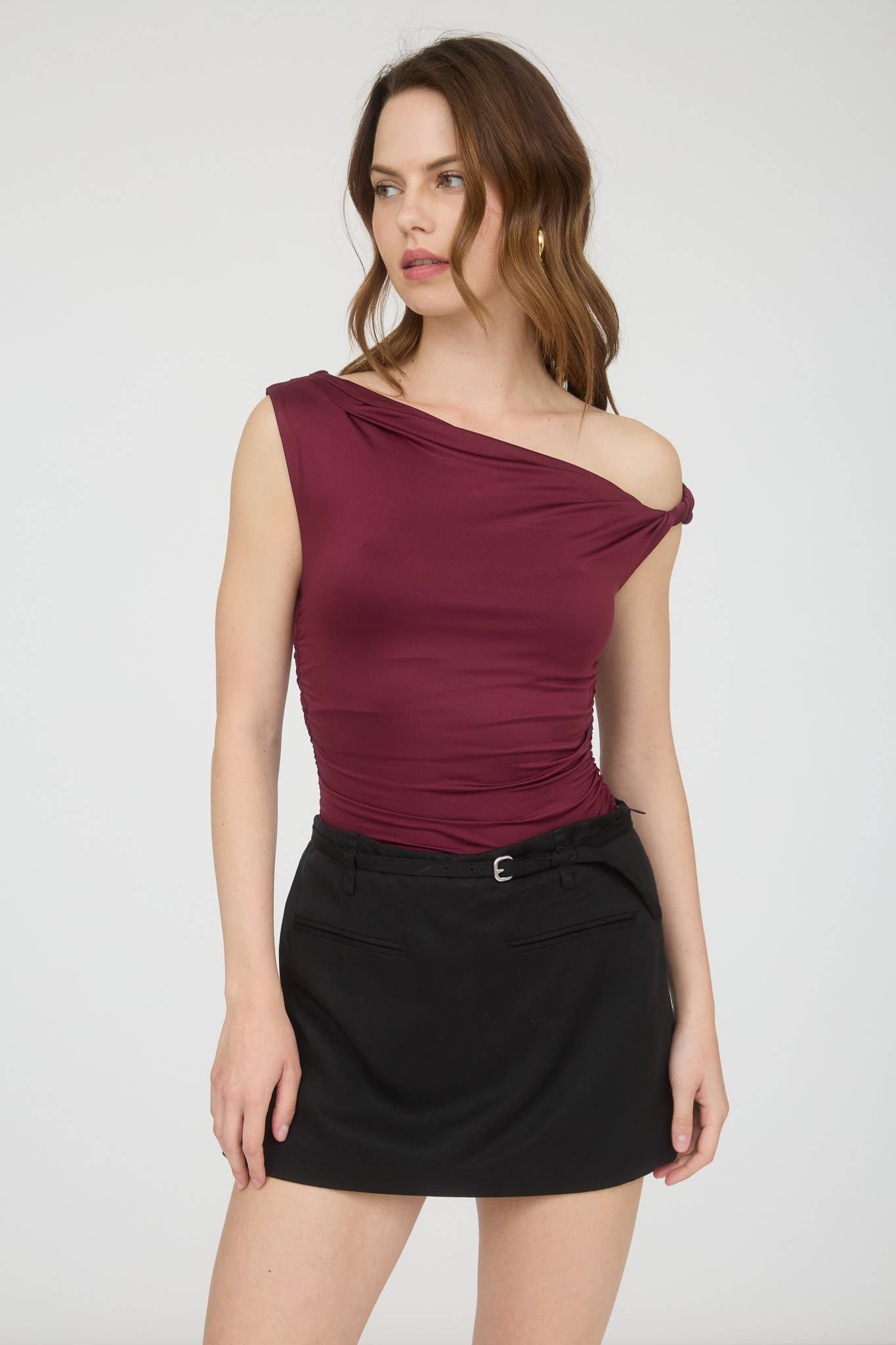 Off-the-Shoulder Twist Shoulder Knit Top