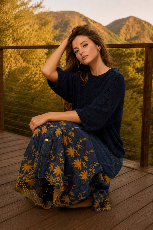 Exposed Seam Dolman Sleeve Knit Top