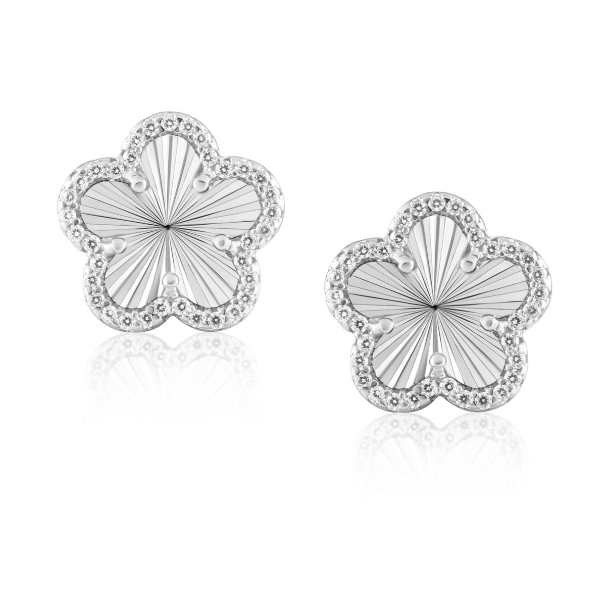 Adeline Pave Outline Clover Studs | Silver