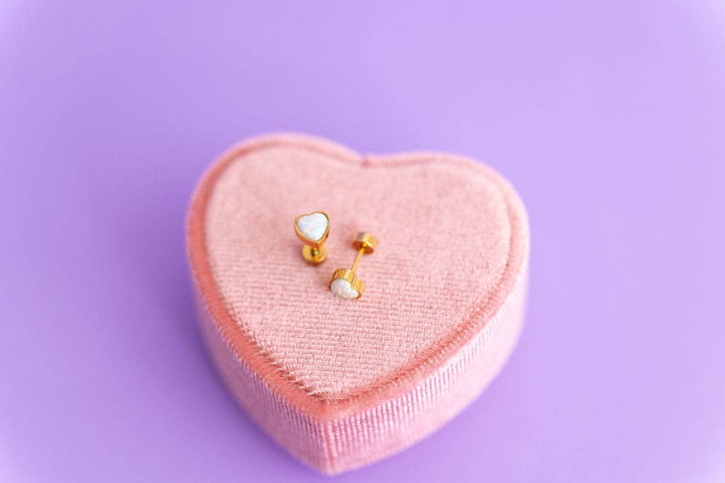 Opalite Heart Stud Earrings