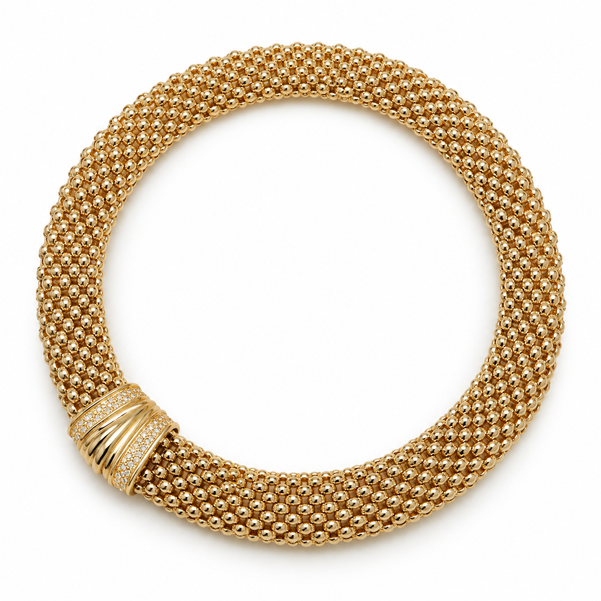 14K Gold Plated Magnetic Mesh Statement Necklace