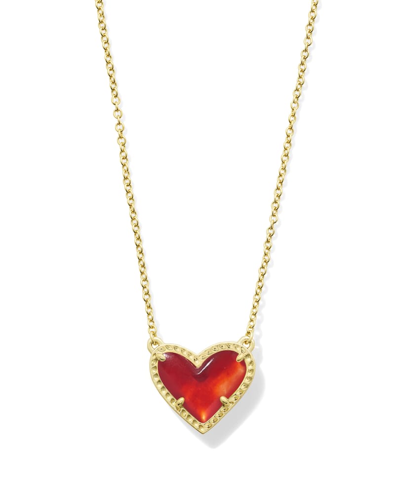 Ari Heart Pendant Necklace in Red Illusion