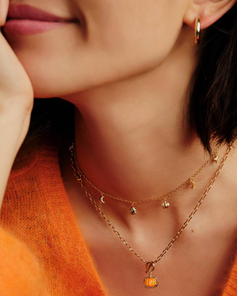 Pumpkin Gold Link and Chain Necklace