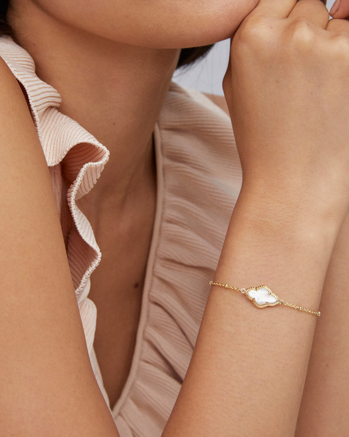 Abbie Satellite Chain Bracelet in Gold Ivory Mother-of-Pearl
