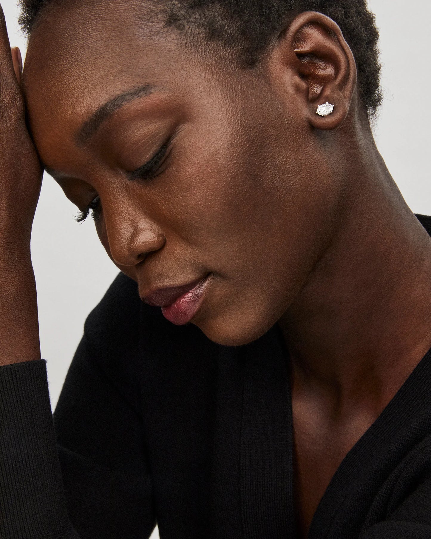 Cailin Silver Crystal Stud Earrings in White CZ