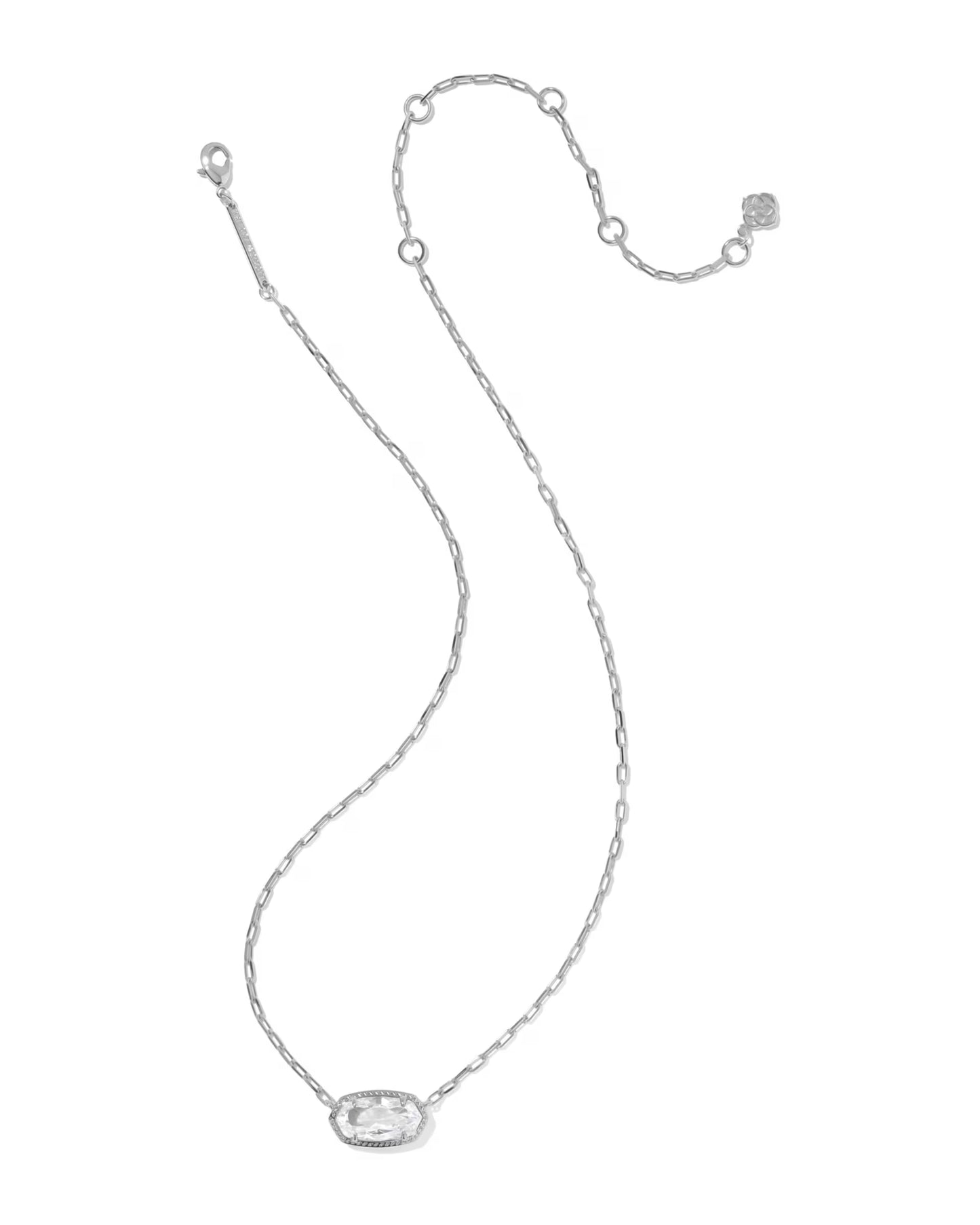 Elisa Luxe Silver Short Pendant Necklace in White CZ