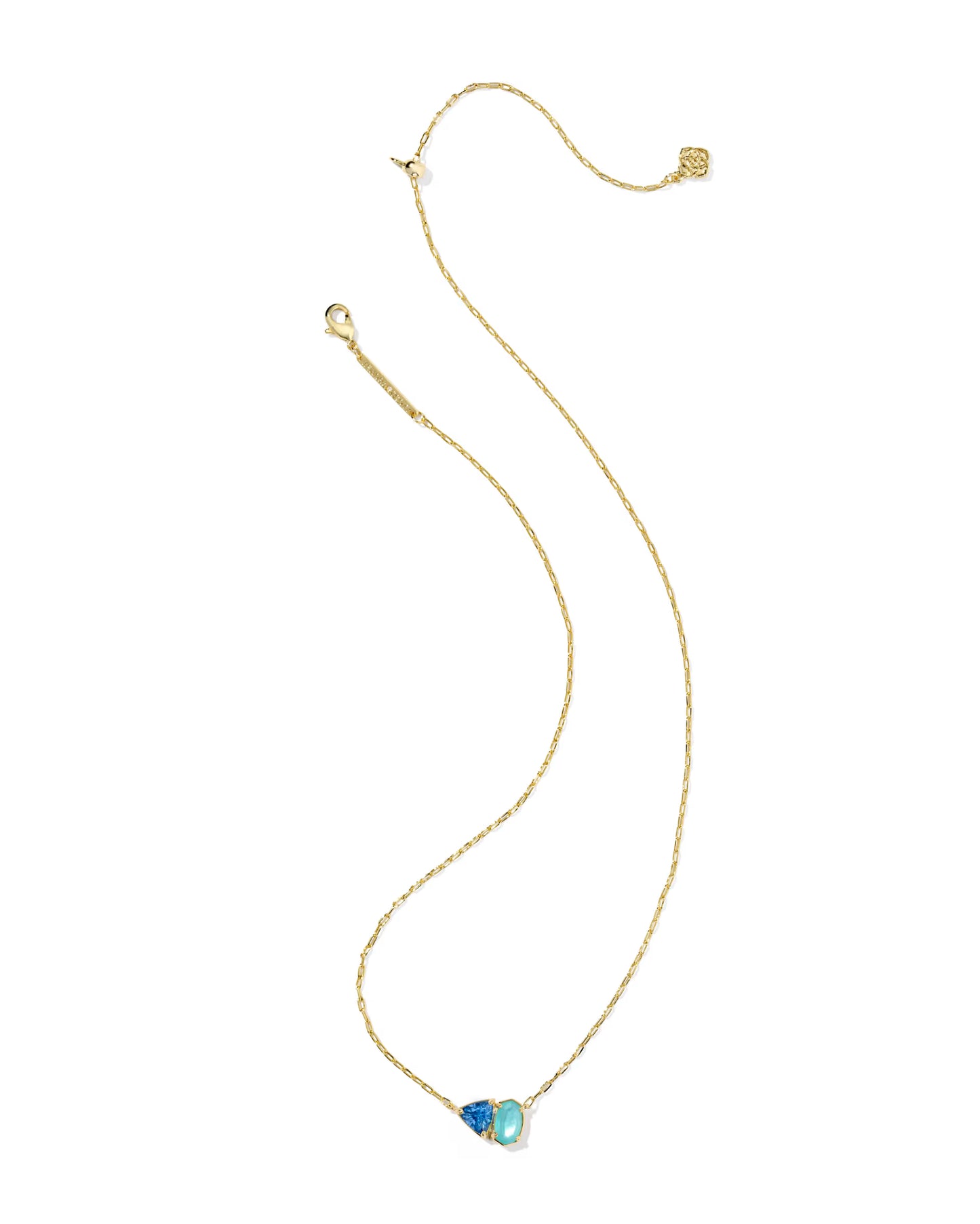Tatum Short Gold Pendant Necklace March Birthstone