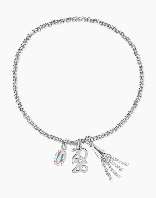 2026 Gold Graduation Stretch Bracelet in Dichroic Glass