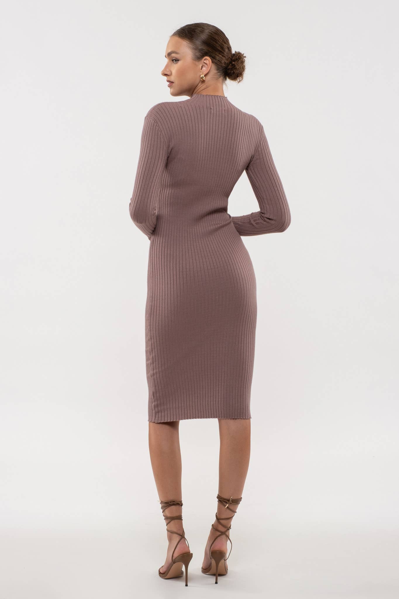 Mock Neck Long Sleeve Sweater Dress