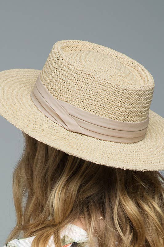 Folded Trim Boater Hat