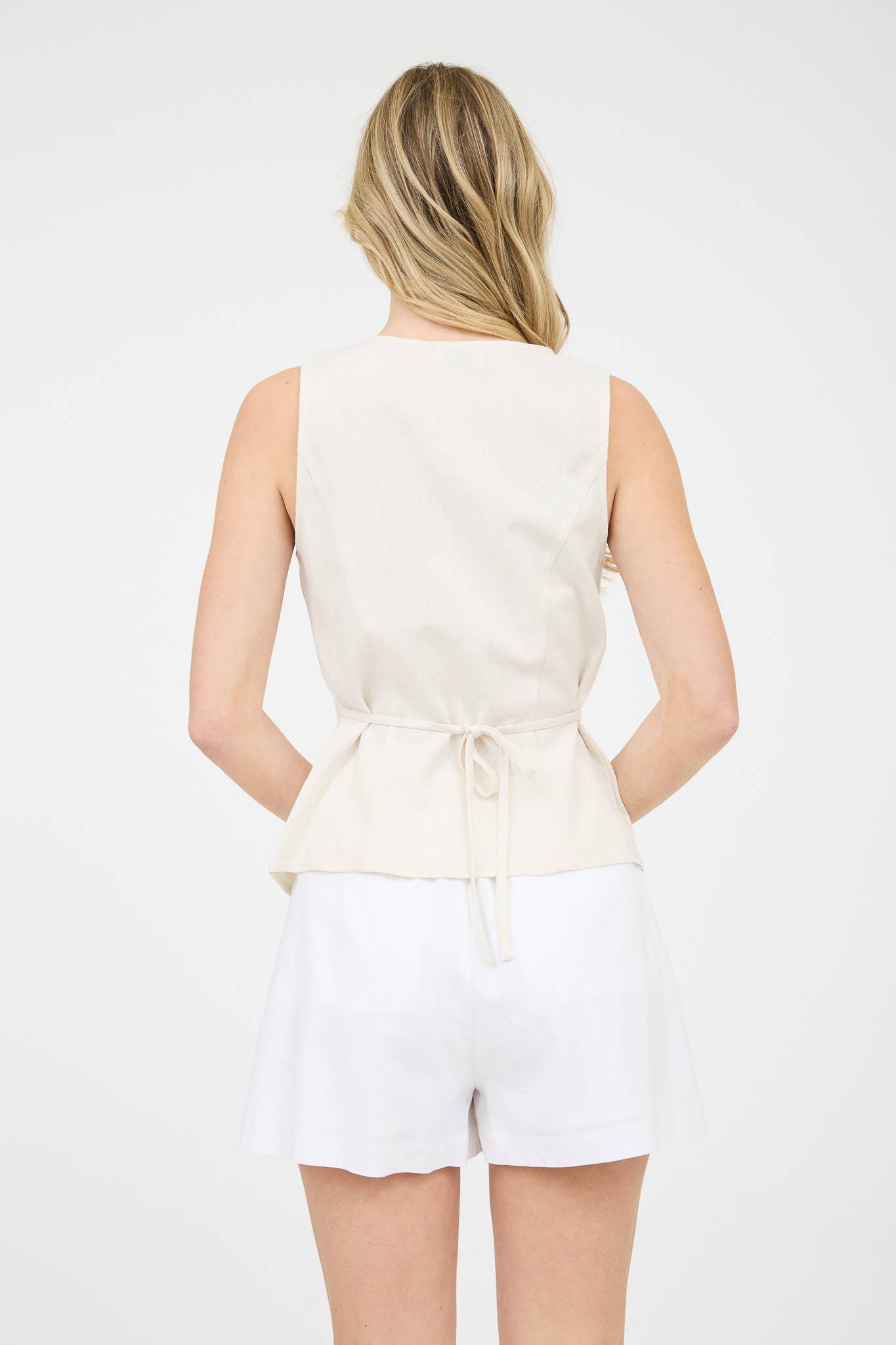 The Soleil Tie-Back Linen Top