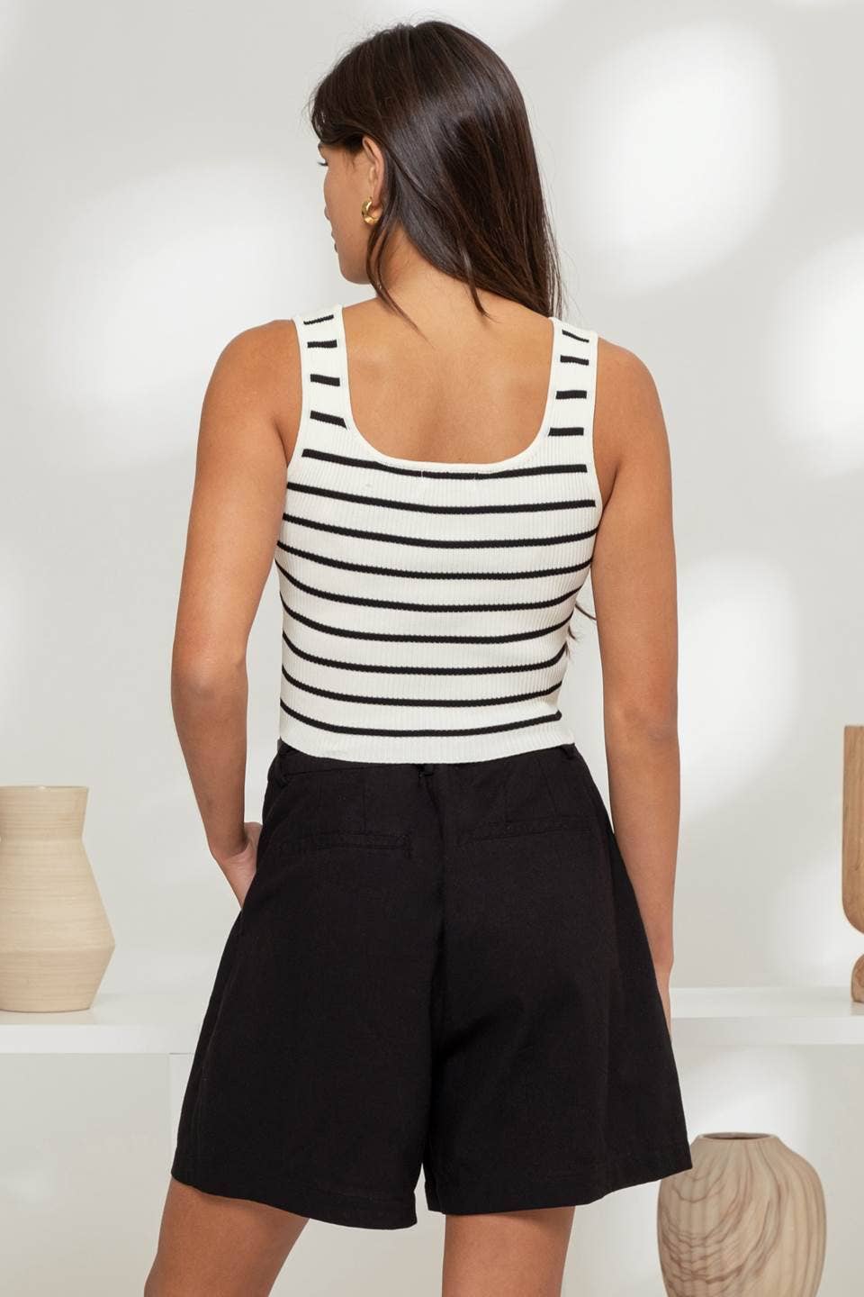 Stripe Sweater Knit Tank Top