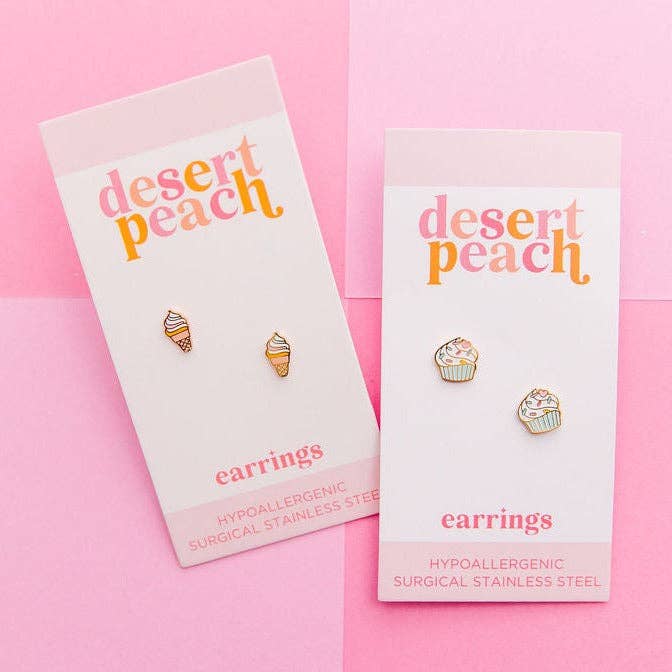 Rainbow Swirl Ice Cream Stud Earrings