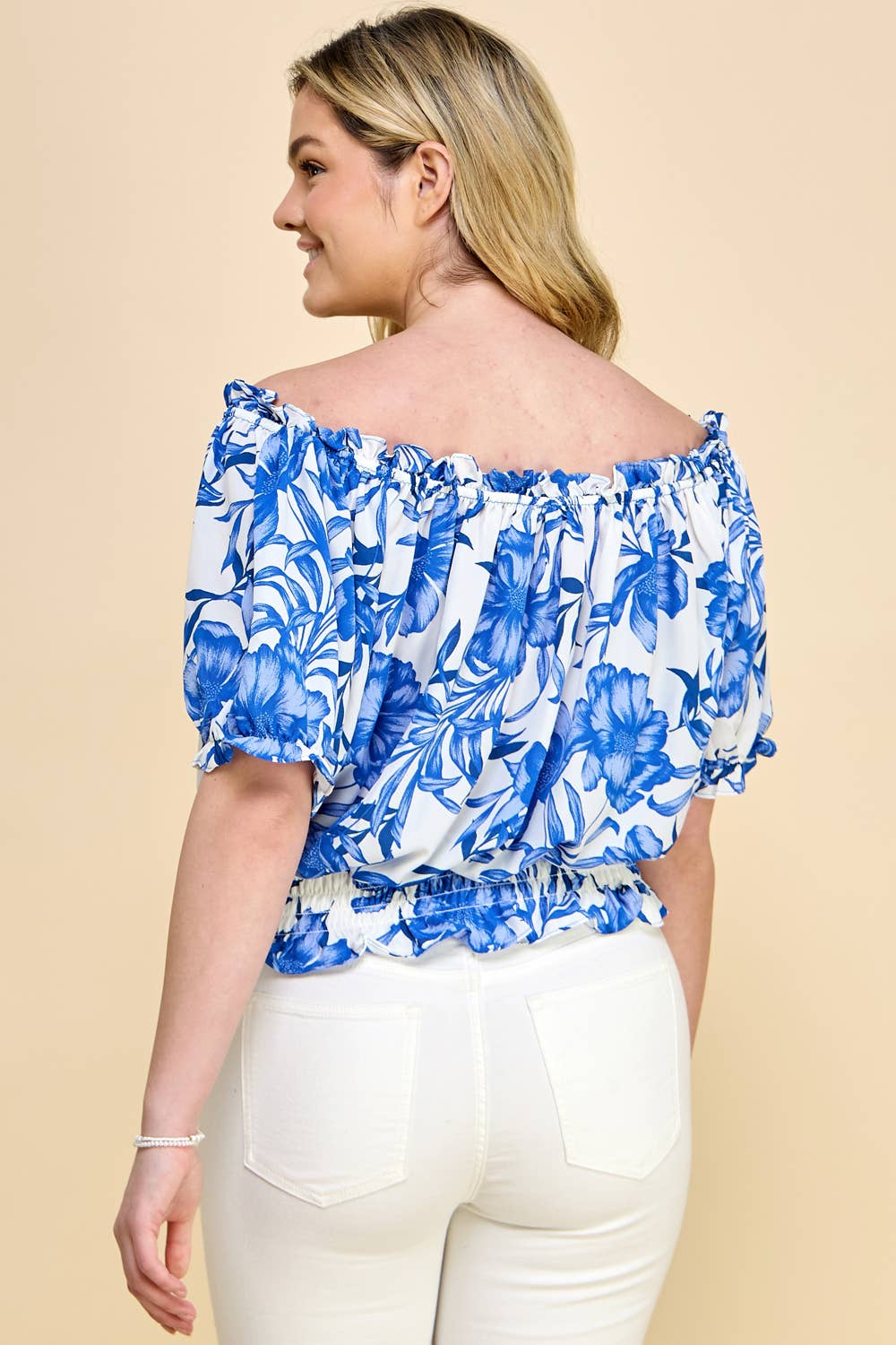 Plus Size Off Shoulder Tropical Top