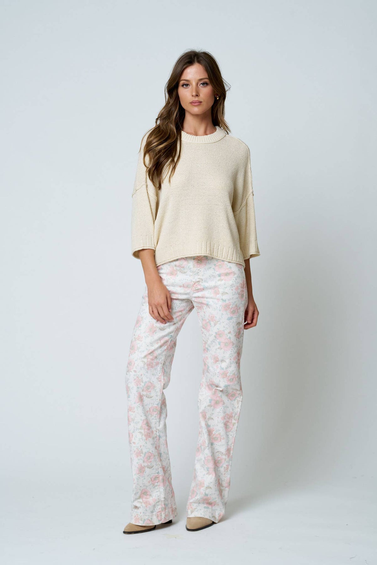 Exposed Seam Dolman Sleeve Knit Top