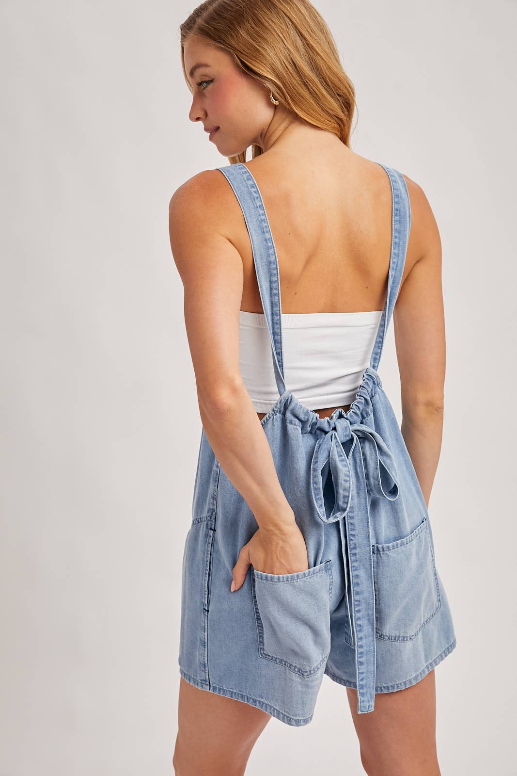 Denim Washed Shortalls Rompers