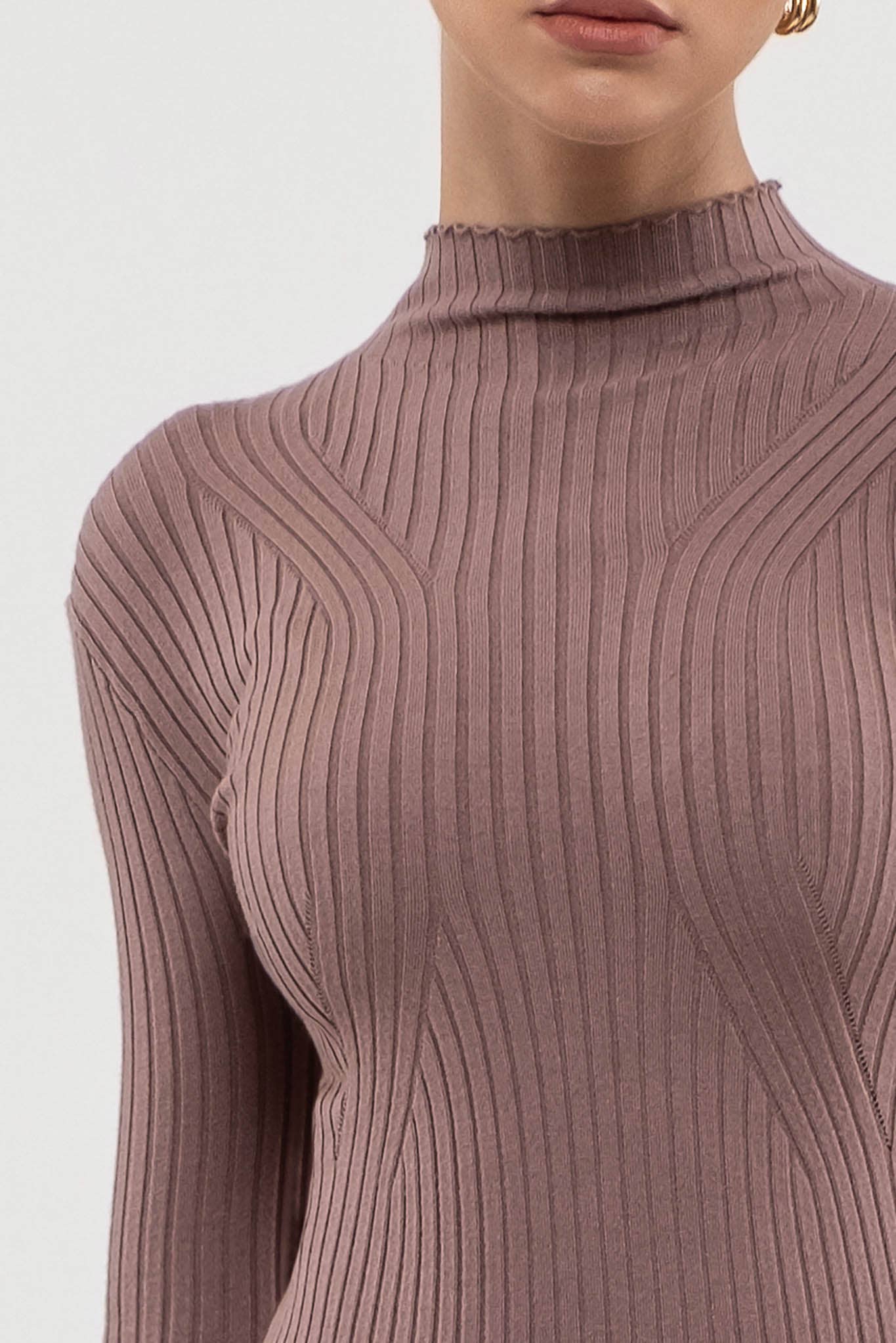 Mock Neck Long Sleeve Sweater Dress