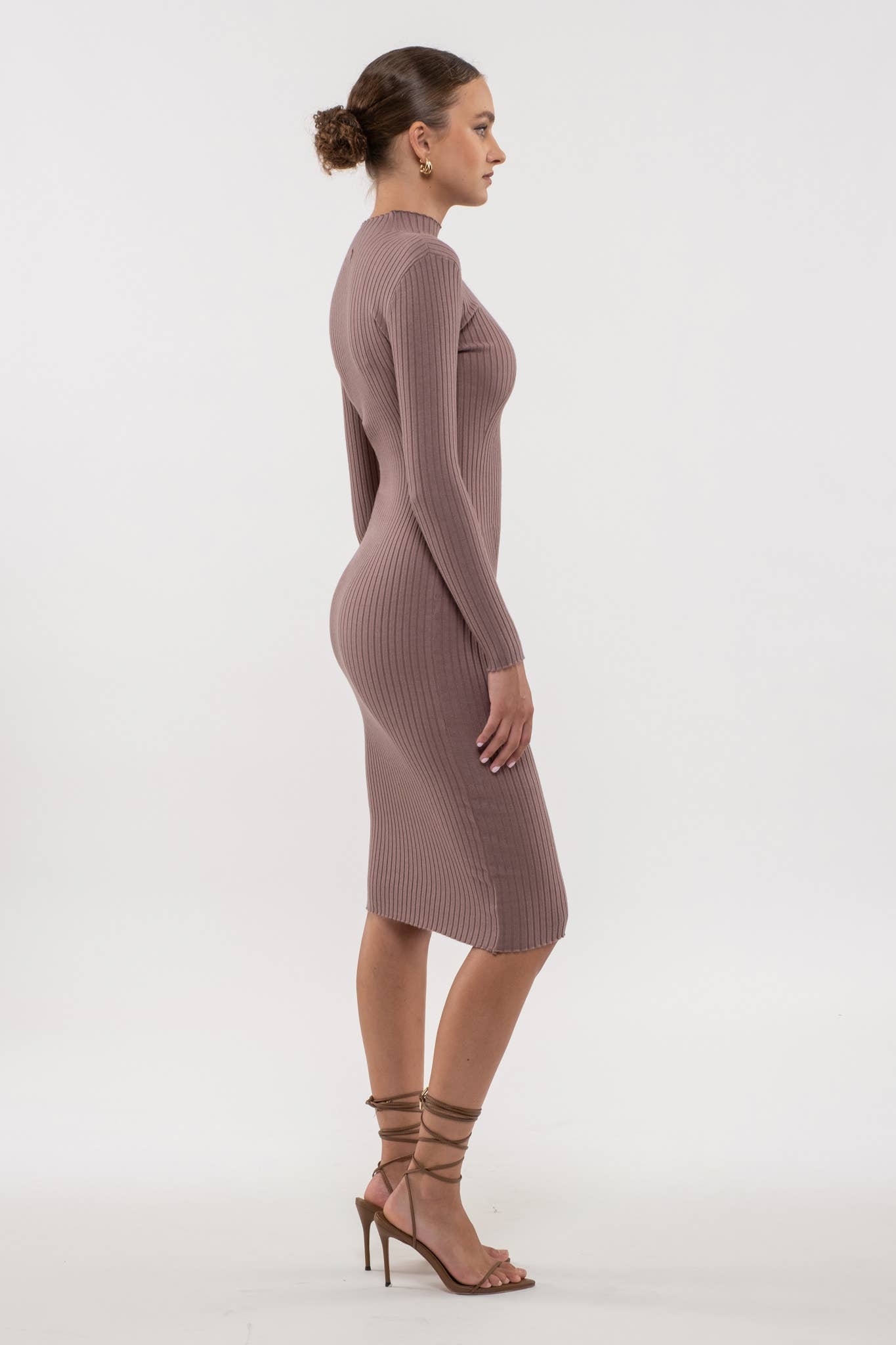 Mock Neck Long Sleeve Sweater Dress