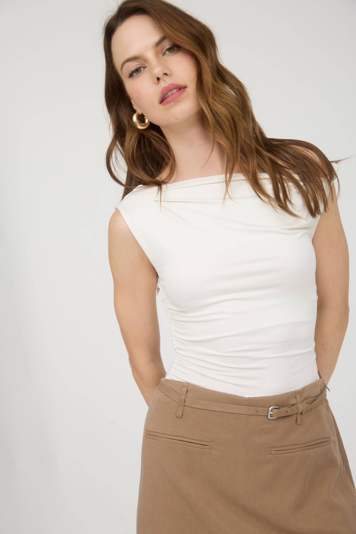 Off-the-Shoulder Twist Shoulder Knit Top