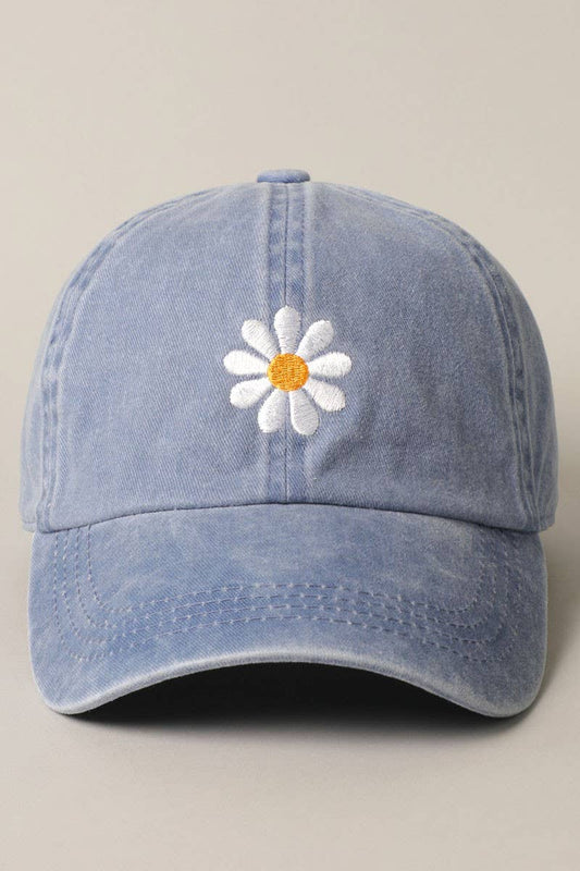 Daisy Embroidery Adjustable Baseball Cap Hat