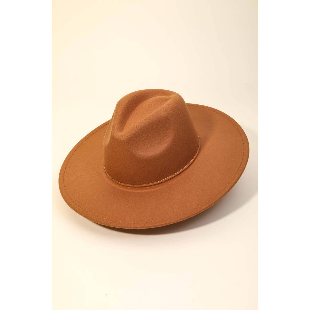 Flat Brim Herringbone Chain Fedora Fashion Hat