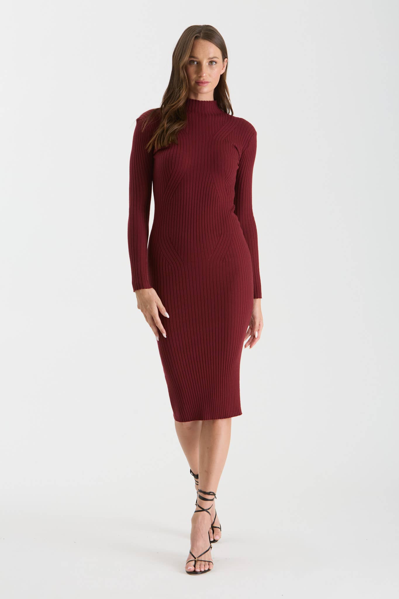 Mock Neck Long Sleeve Sweater Dress