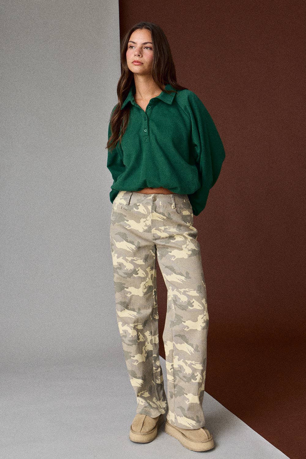 Oversized Long-Sleeve Polo